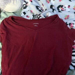 Wild Fable Burgundy V-Neck Tee